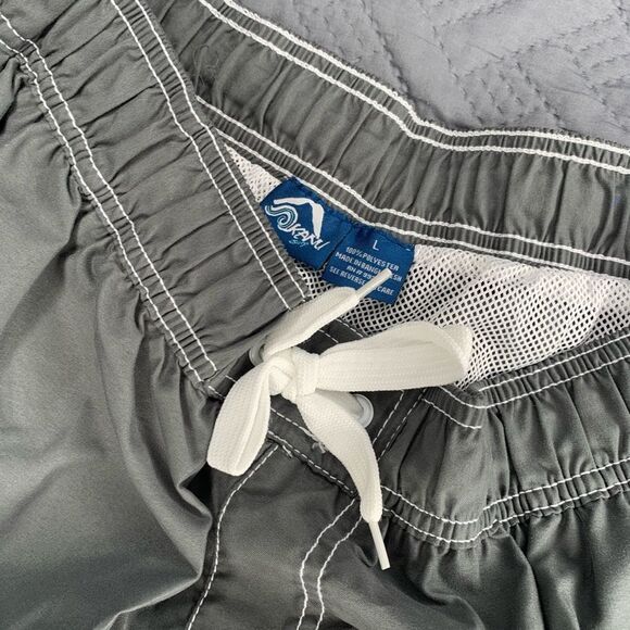 Kanu Surf Gray Swim Shorts with White Trim - Picture 3 of 6